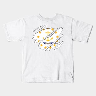 Tear Away Rhode Island Flag Kids T-Shirt